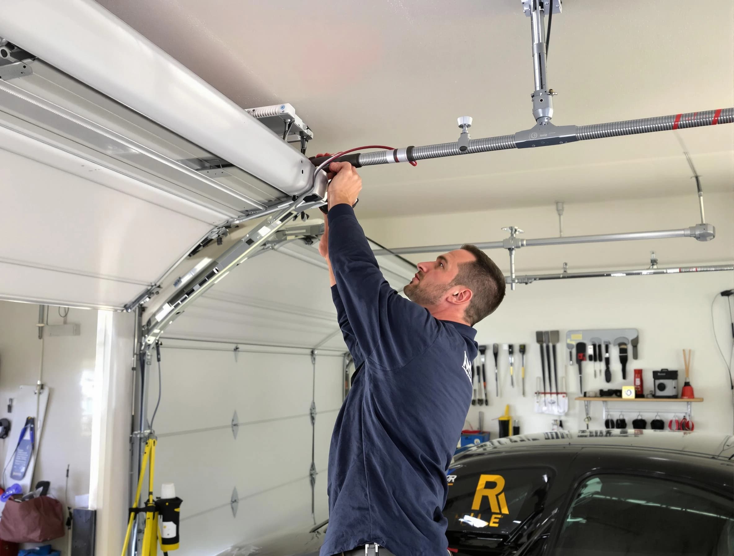 Perry Garage Door Repair technician performing garage door cable repair in Perry