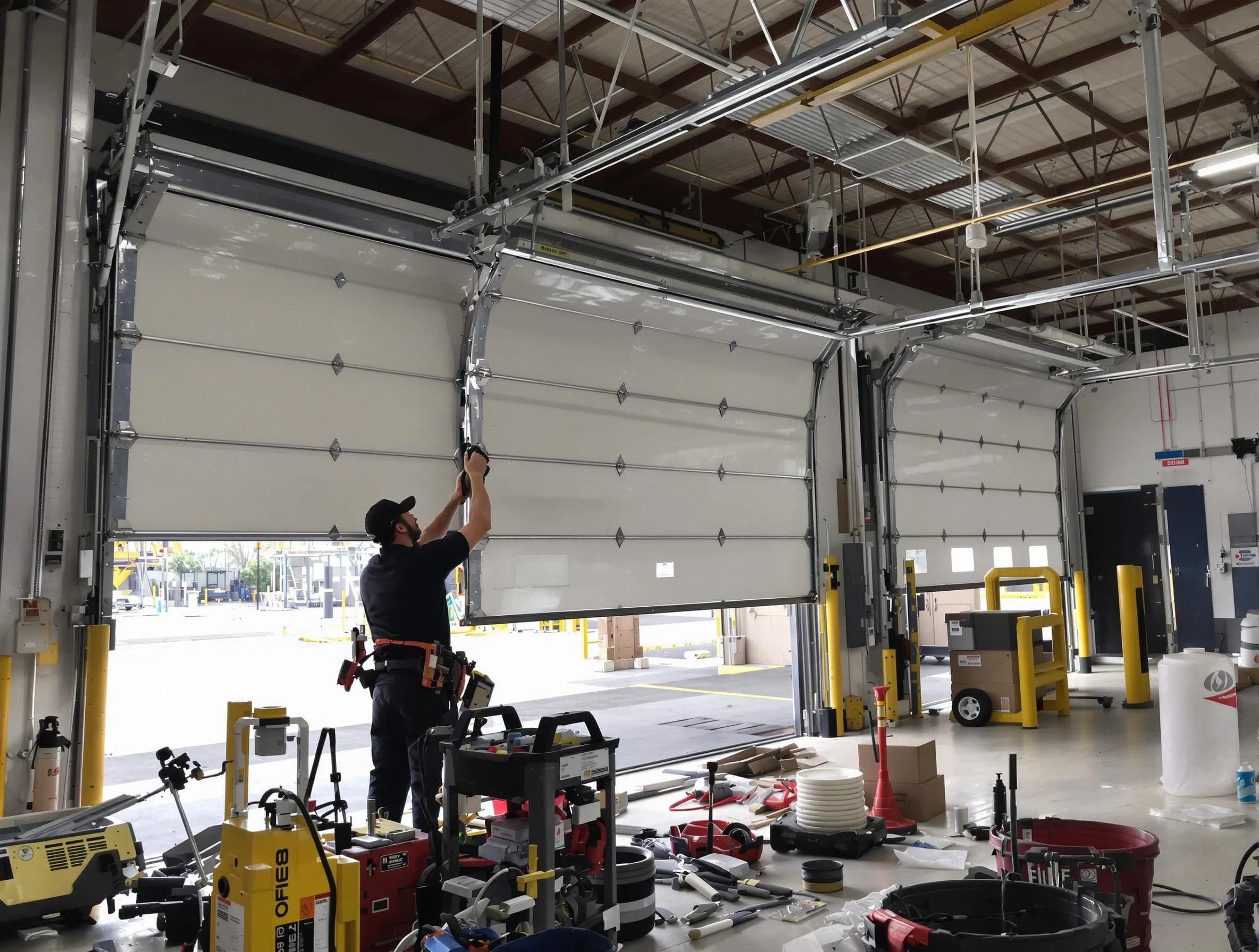 Perry Garage Door Repair technician performing commercial garage door repair in Perry