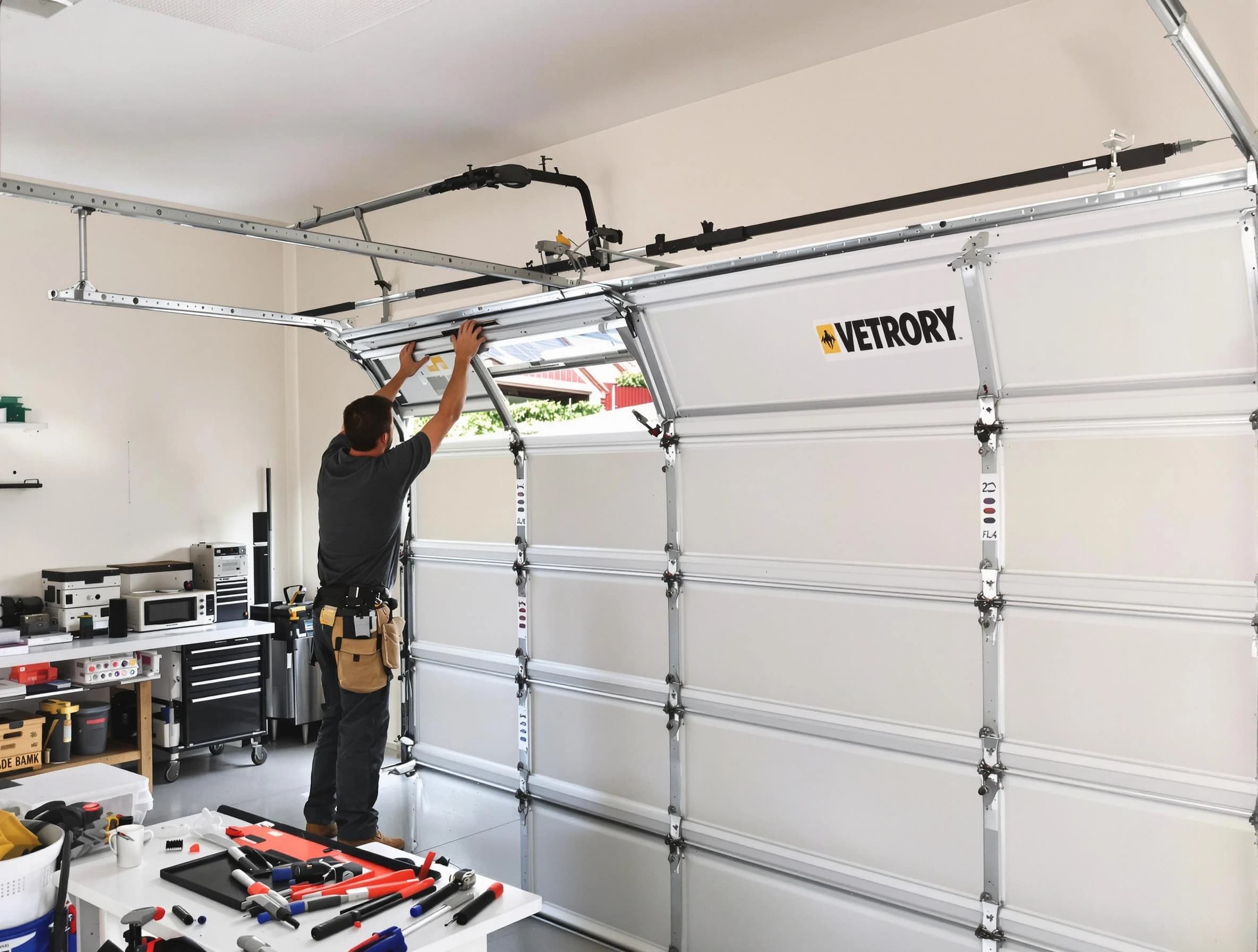 Perry Garage Door Repair technician performing section replacement in Perry