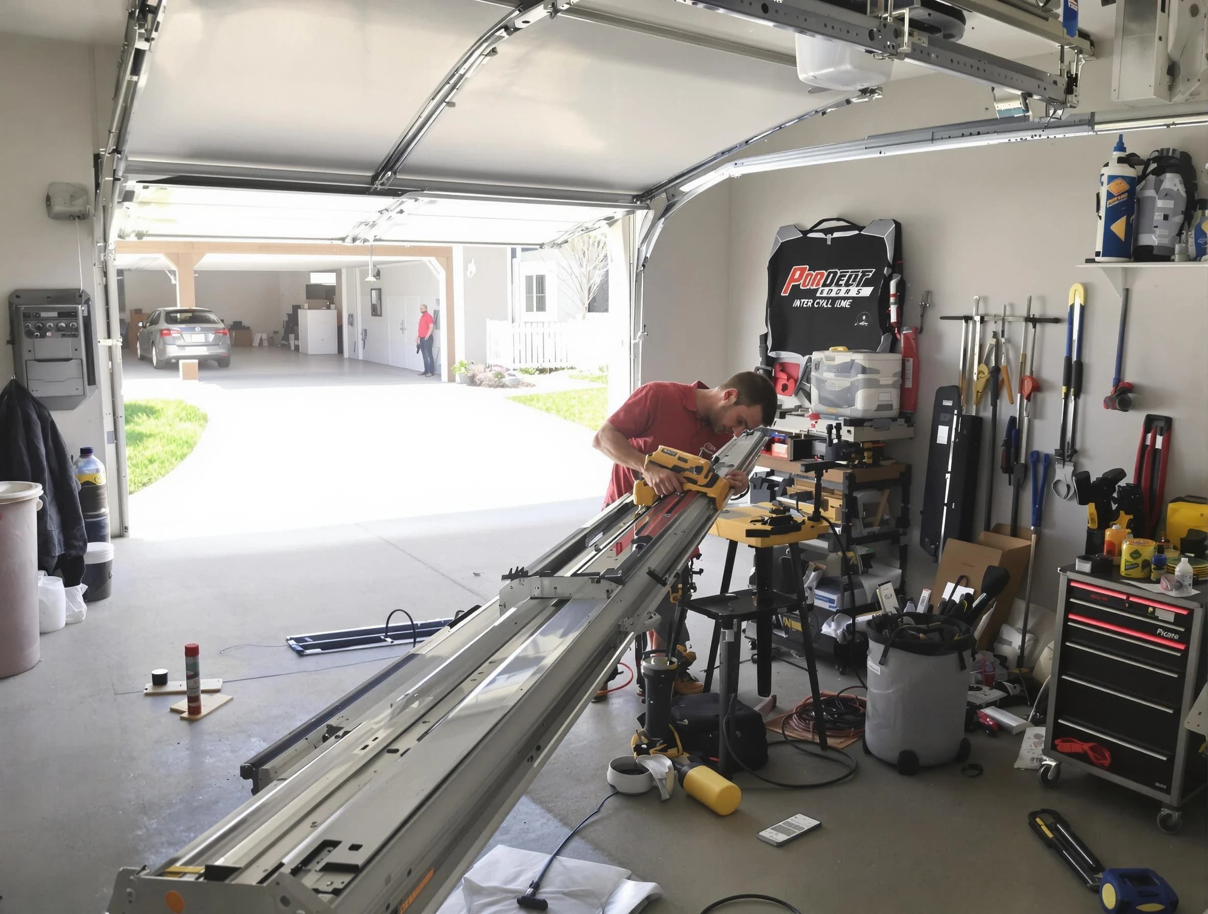 Perry Garage Door Repair expert performing track repair in Perry