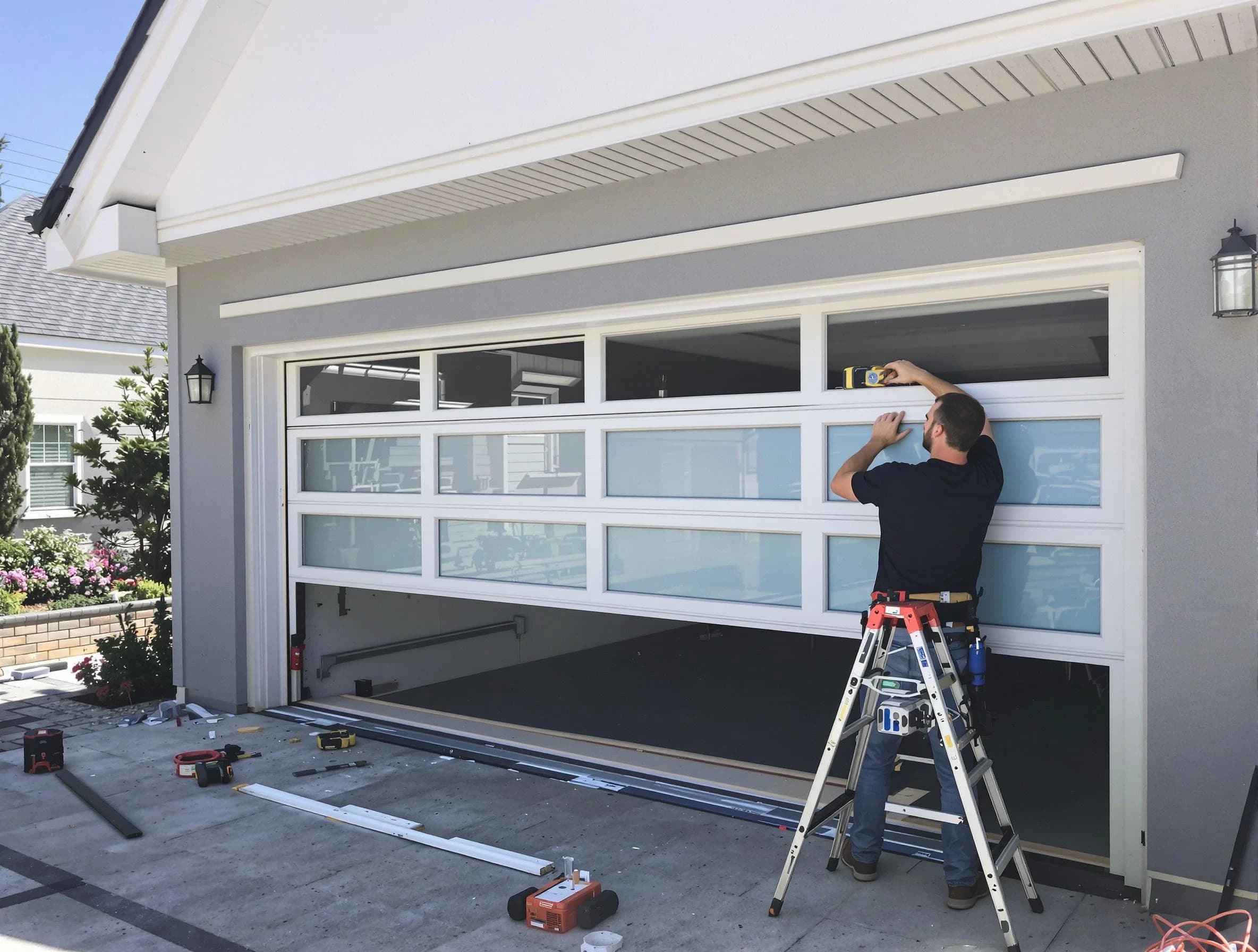 Perry Garage Door Repair team performing garage door replacement in Perry