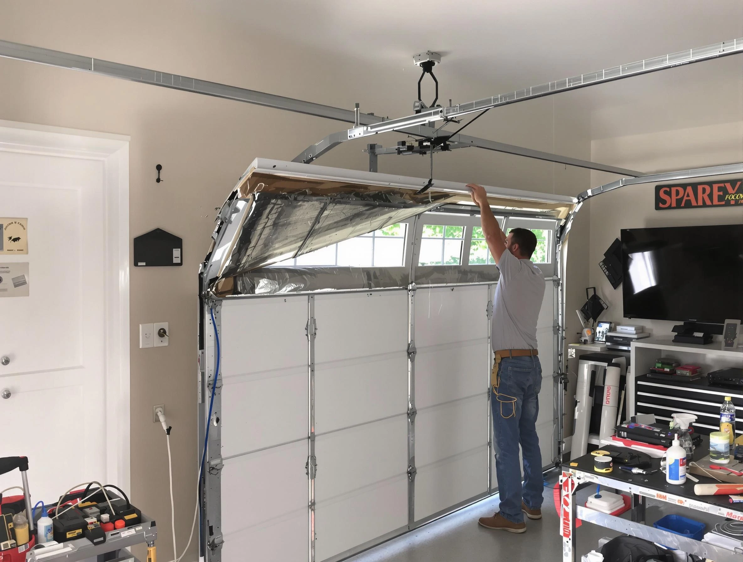 Garage door section replacement by Perry Garage Door Repair in Perry